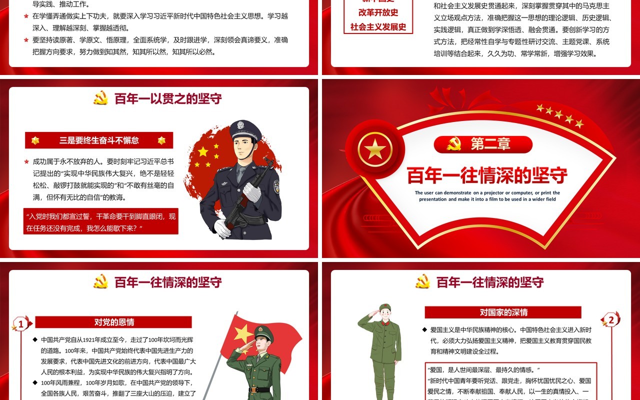 红色党政风奋斗百年路启航新征程党史介绍PPT模板(1)