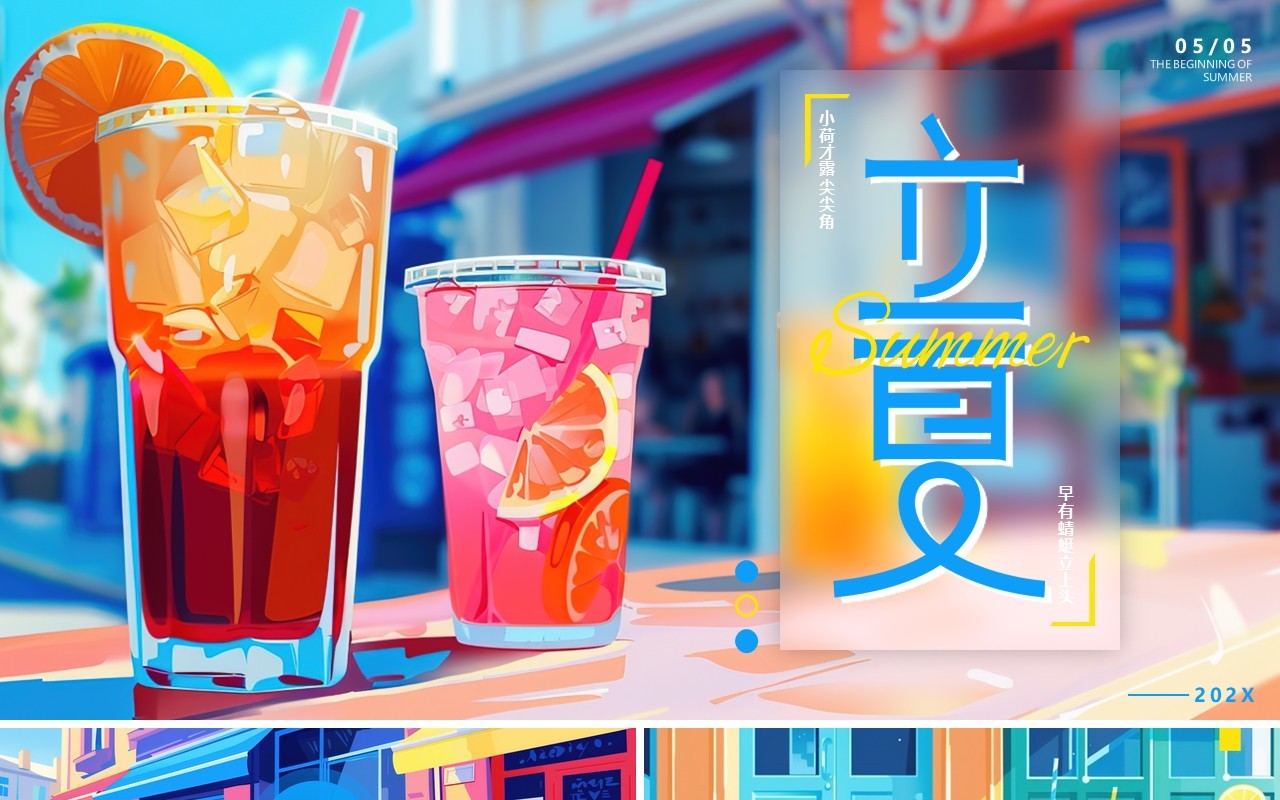 蓝色插画风二十四节气之立夏PPT模板