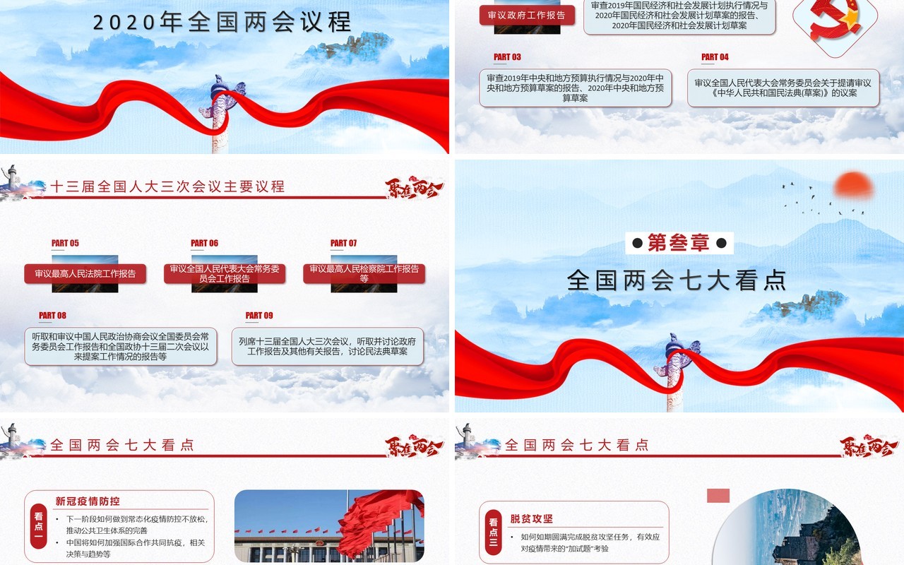 2020全国两会议程政府工作报告党建PPT模板