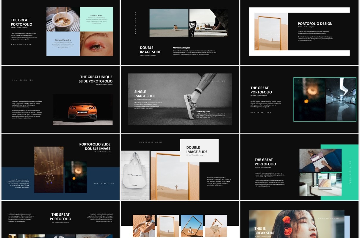 深色商务公司简介业务介绍PPT模板Colaris-Minimal Business Profile Powerpoint