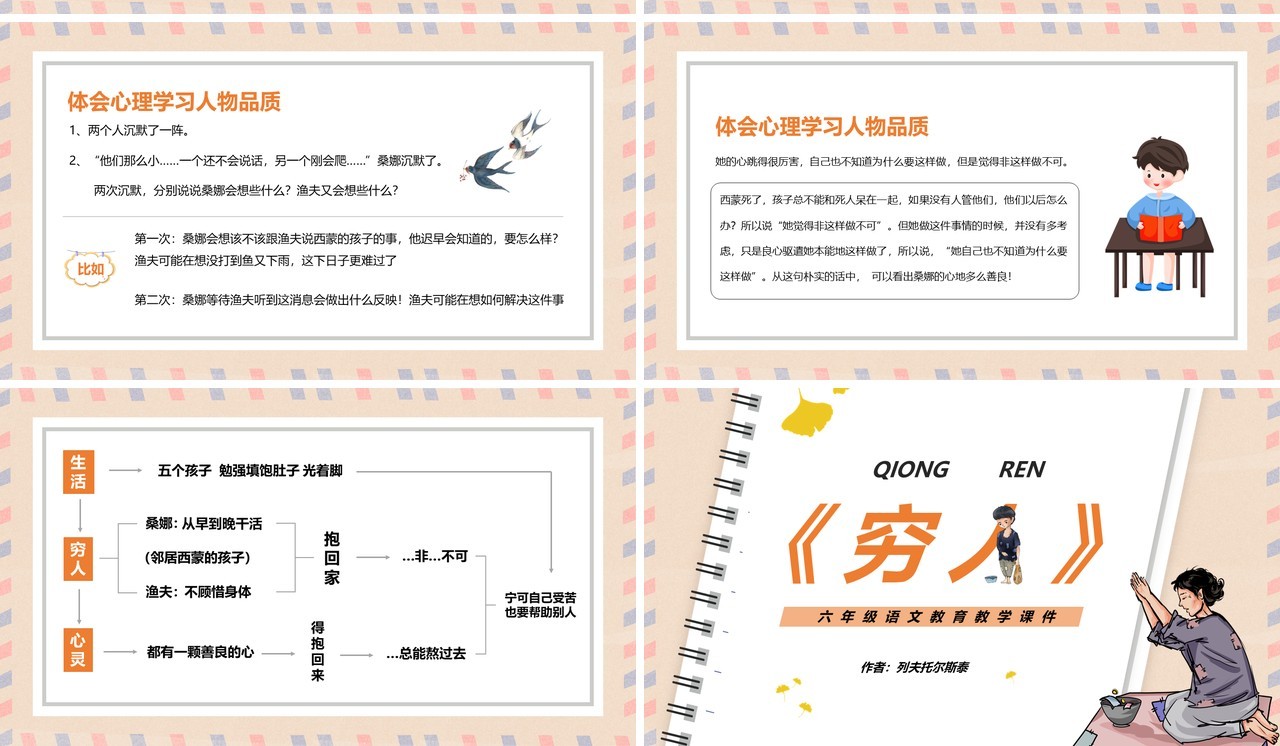 部编版六年级语文上册穷人课件PPT模板