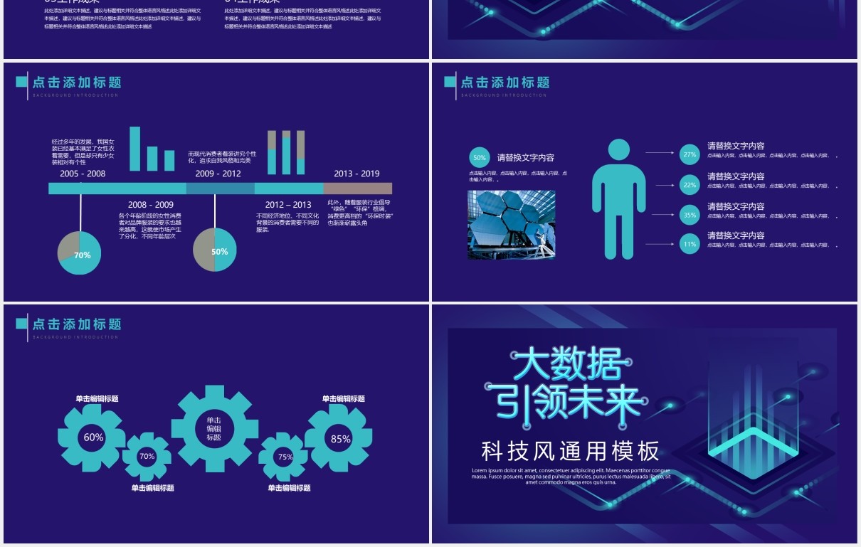 蓝色互联网大数据智能科技风未来已来工作总结汇报PPT模板
