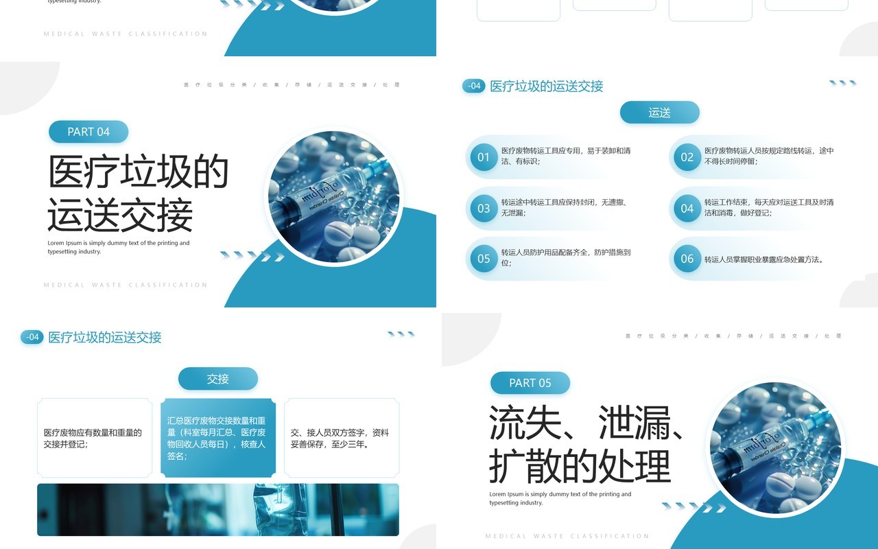 绿色简约风医疗垃圾分类品管圈PPT模板