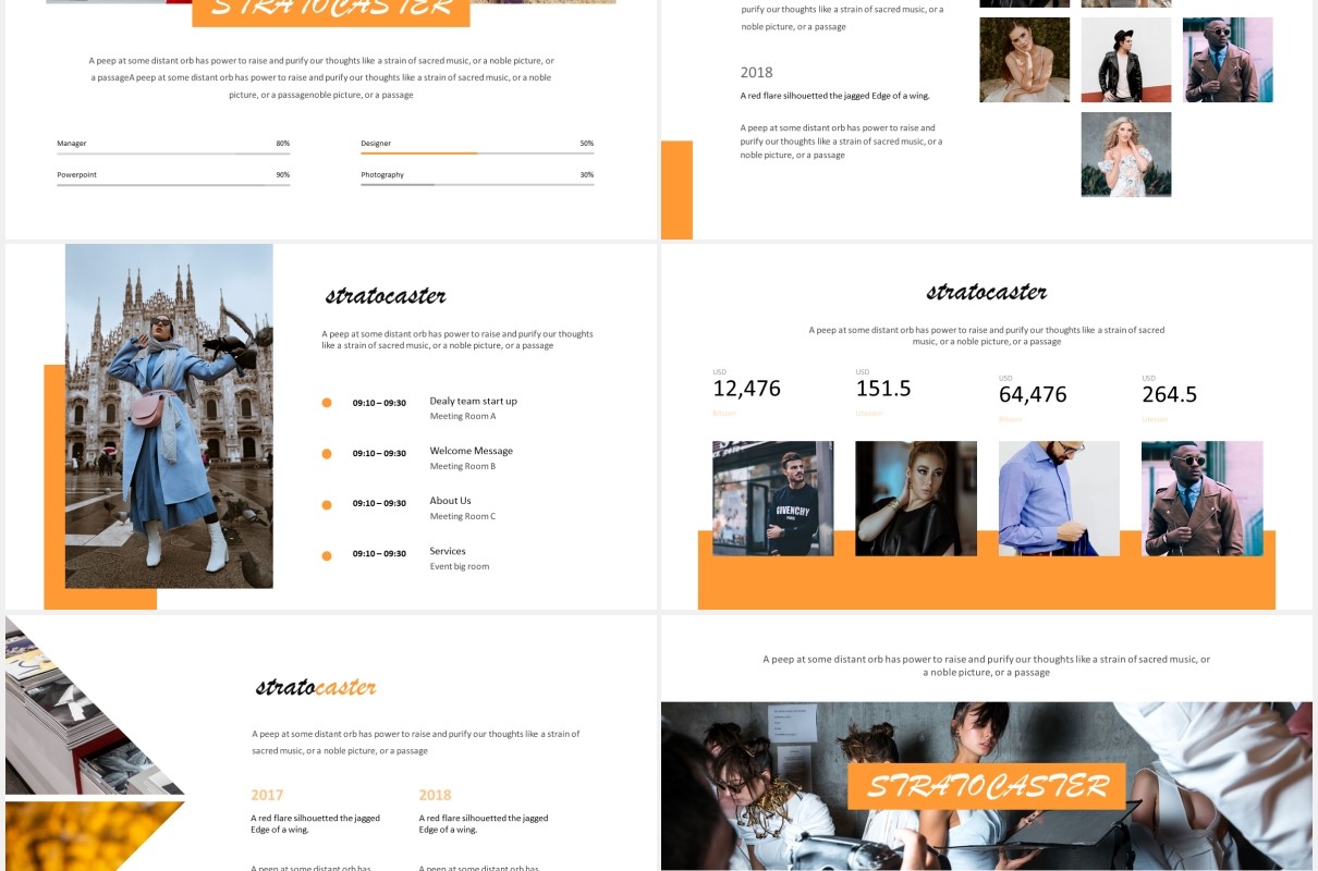 简约国外图片排版信息图表PPT模板Stratocaster Powerpoint Template
