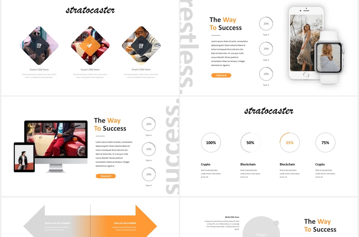 简约国外图片排版信息图表PPT模板Stratocaster Powerpoint Template