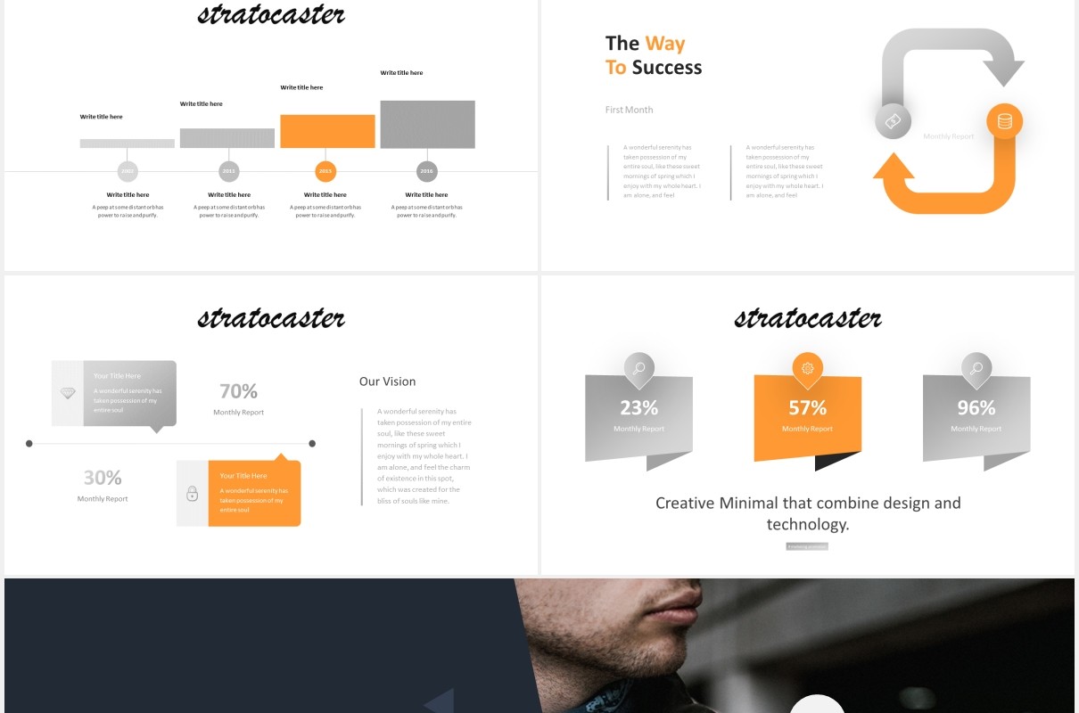 简约国外图片排版信息图表PPT模板Stratocaster Powerpoint Template