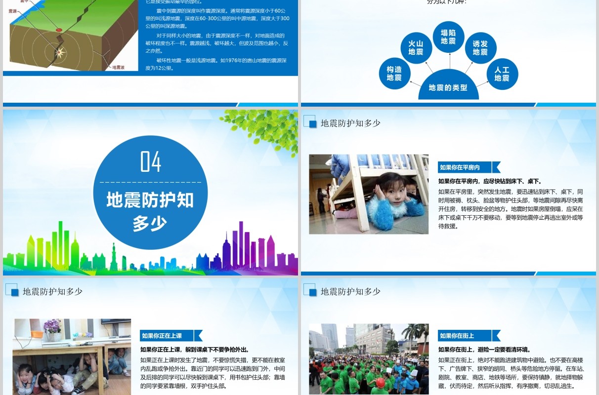安全教育防灾减灾日主题班会PPT课件模板