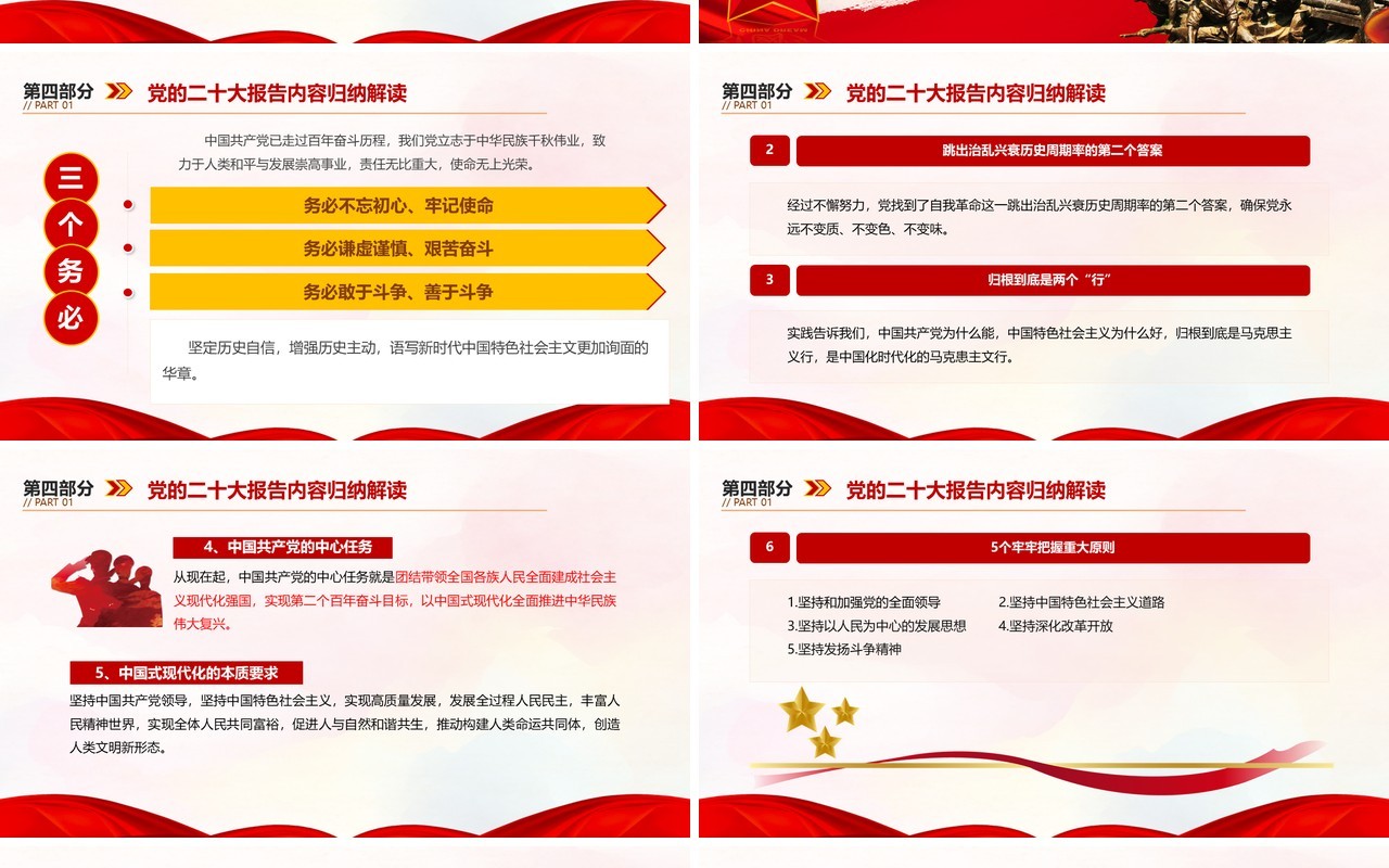红色党政风中国共产党章程介绍PPT模板