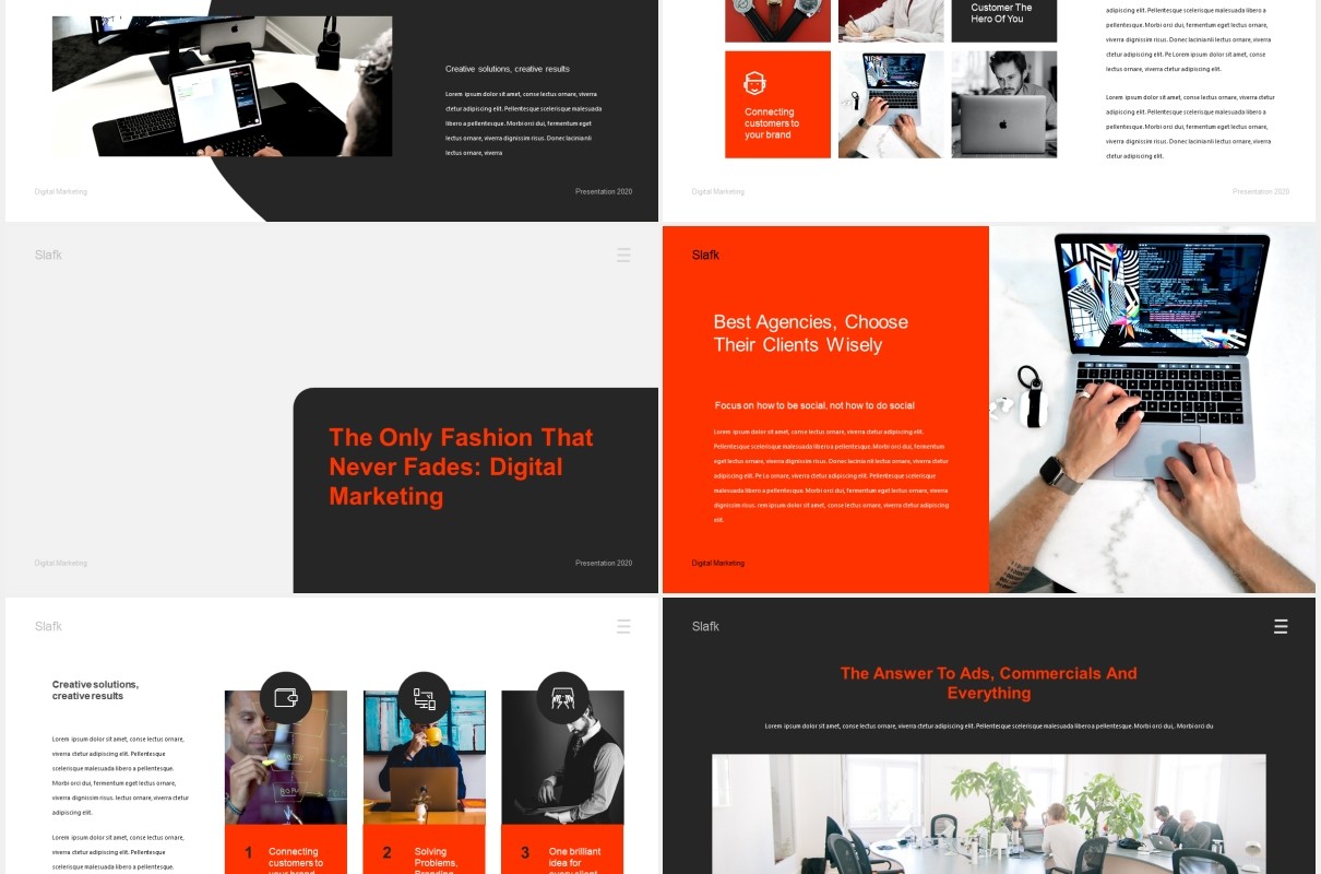 商务企业数字营销PPT模板slafk digital marketing powerpoint template