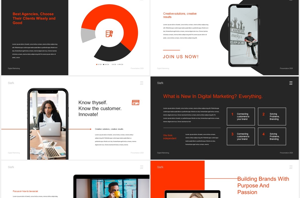 商务企业数字营销PPT模板slafk digital marketing powerpoint template