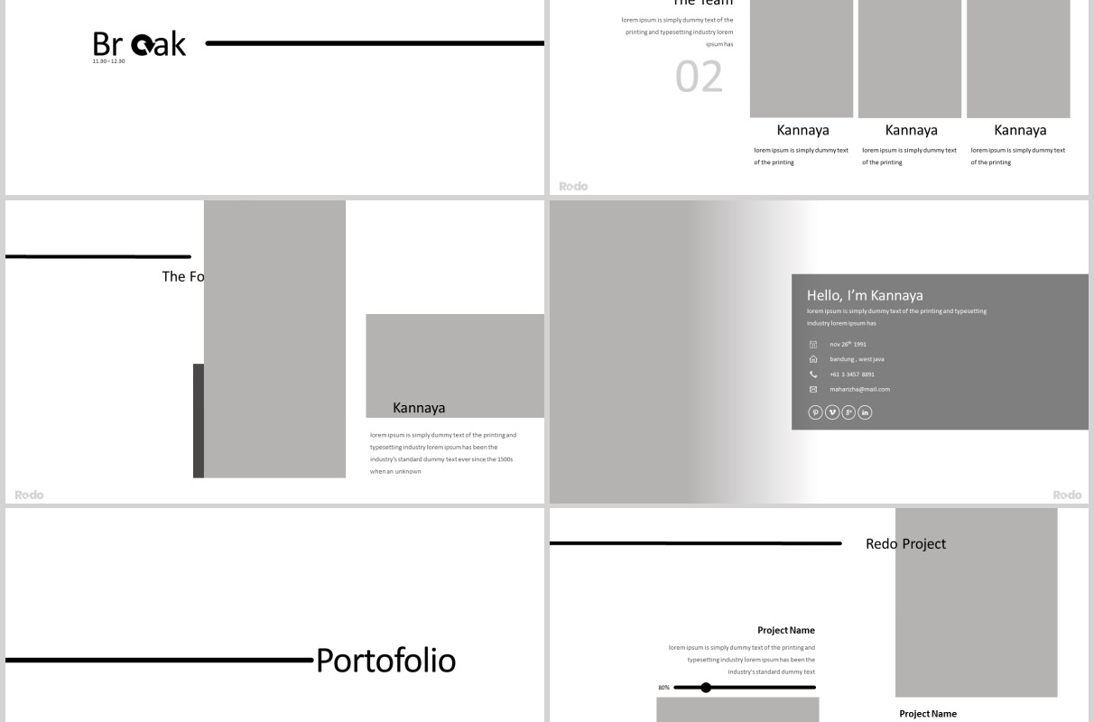 简约产品项目展示工作通用PPT模板版式设计Redo Powerpoint Template