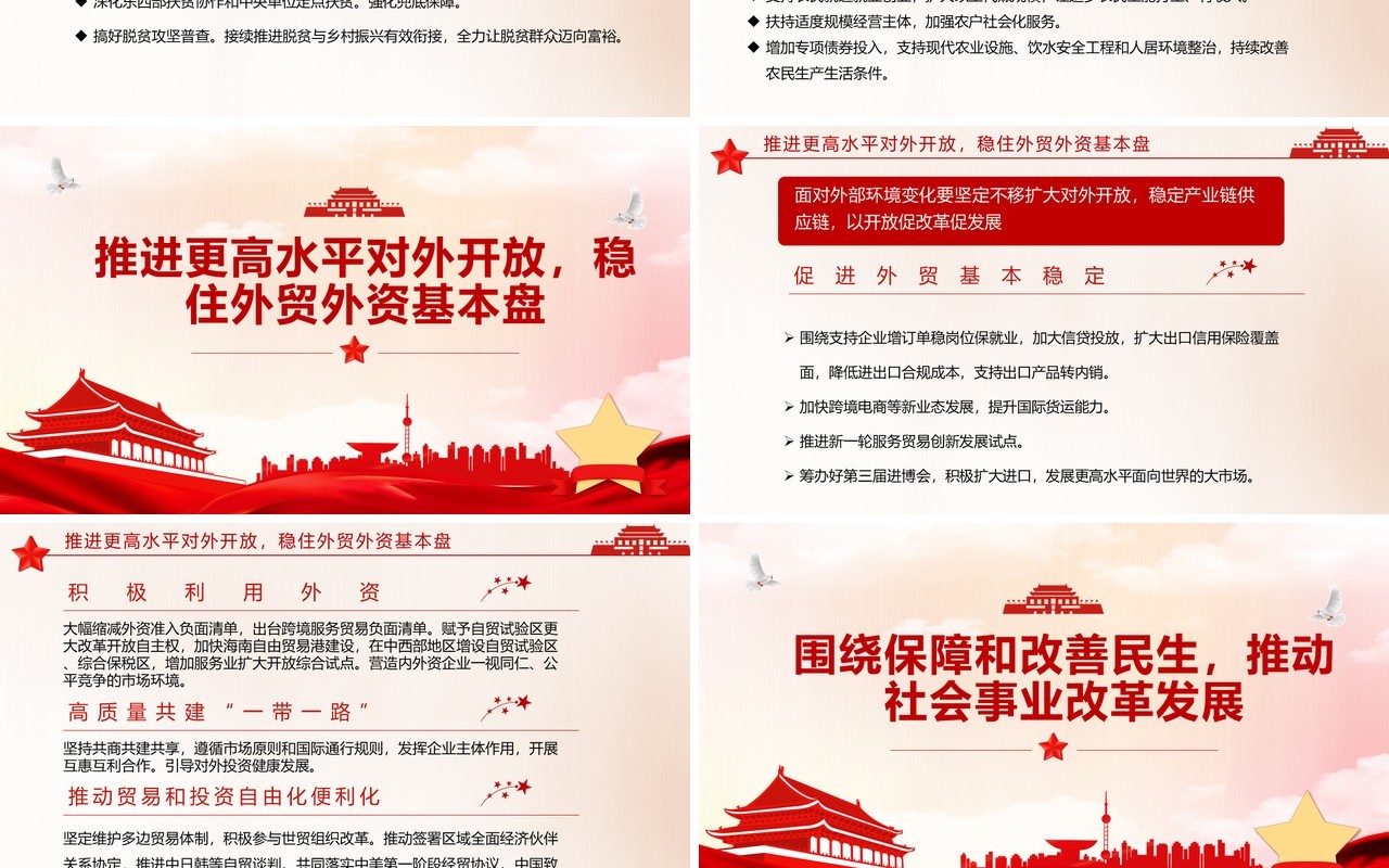 聚焦两会2020年政府工作报告解读学习党建PPT模板