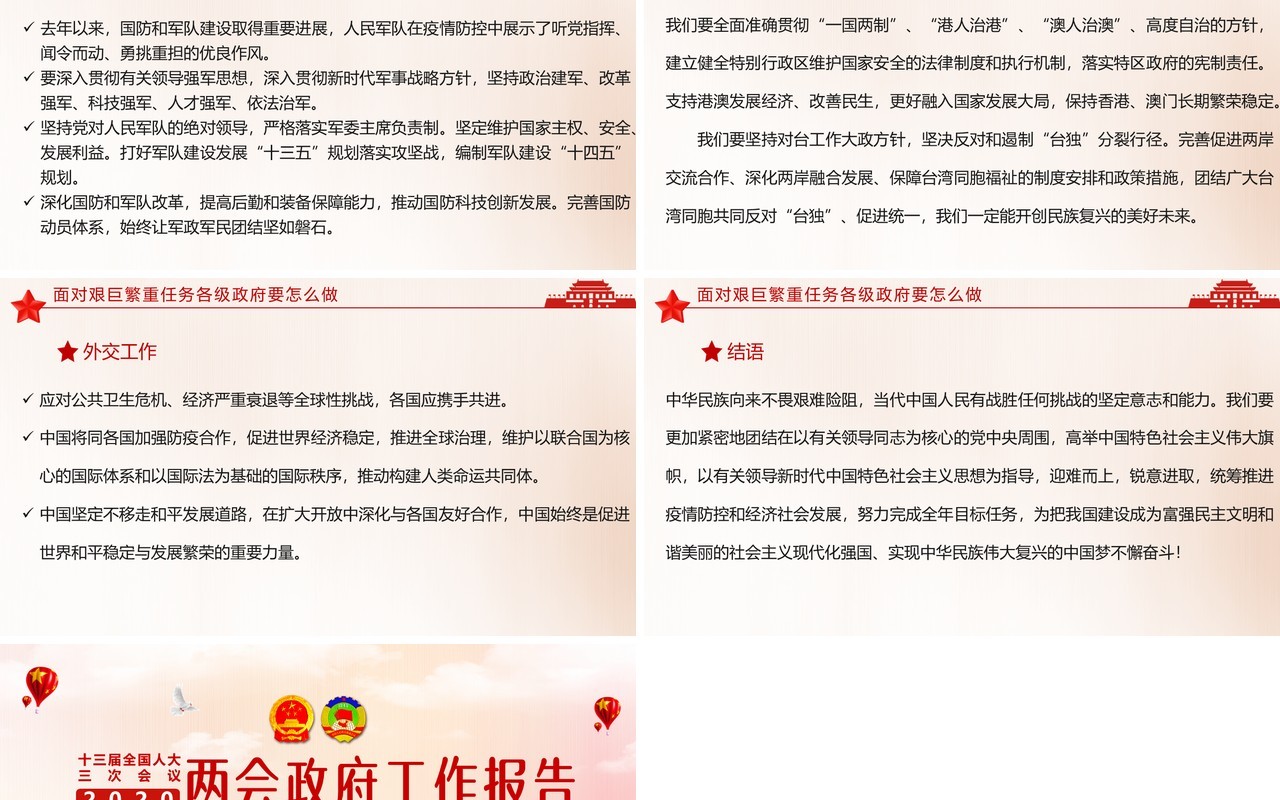 聚焦两会2020年政府工作报告解读学习党建PPT模板