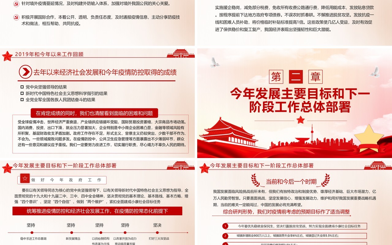 聚焦两会2020年政府工作报告解读学习党建PPT模板
