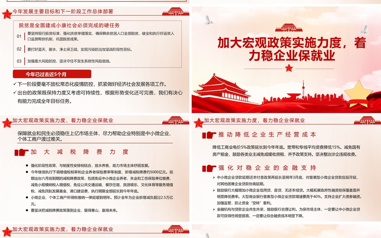 聚焦两会2020年政府工作报告解读学习党建PPT模板
