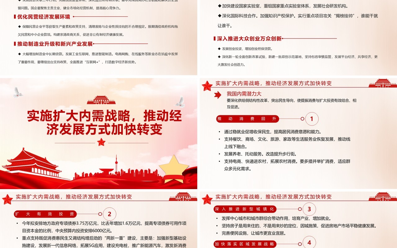 聚焦两会2020年政府工作报告解读学习党建PPT模板