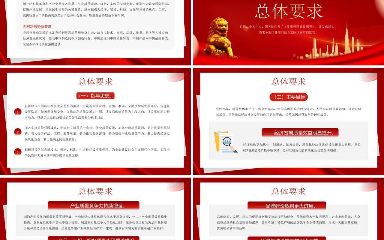 红色简约风质量强国建设纲要PPT模板