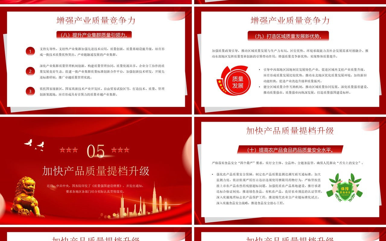 红色简约风质量强国建设纲要PPT模板