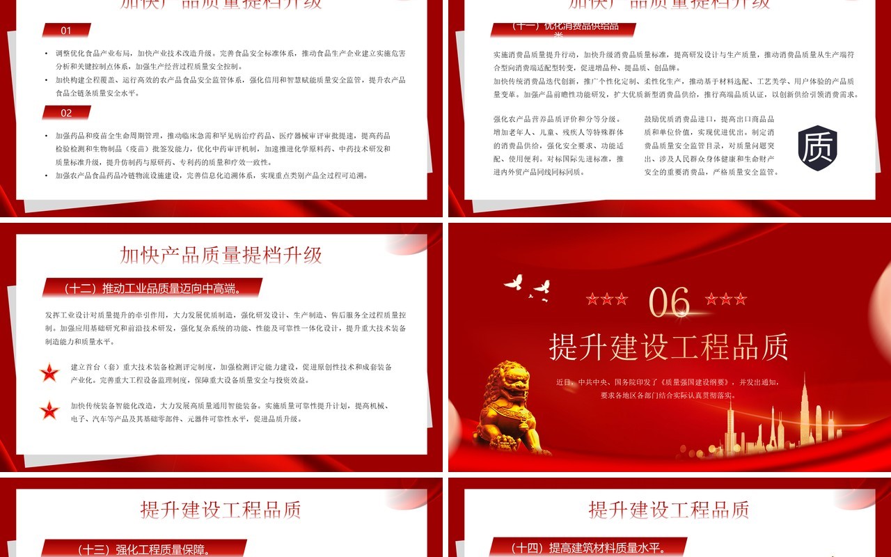 红色简约风质量强国建设纲要PPT模板