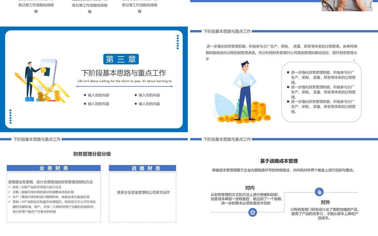 蓝色简约风财务部工作总结汇报计划报告PPT模板