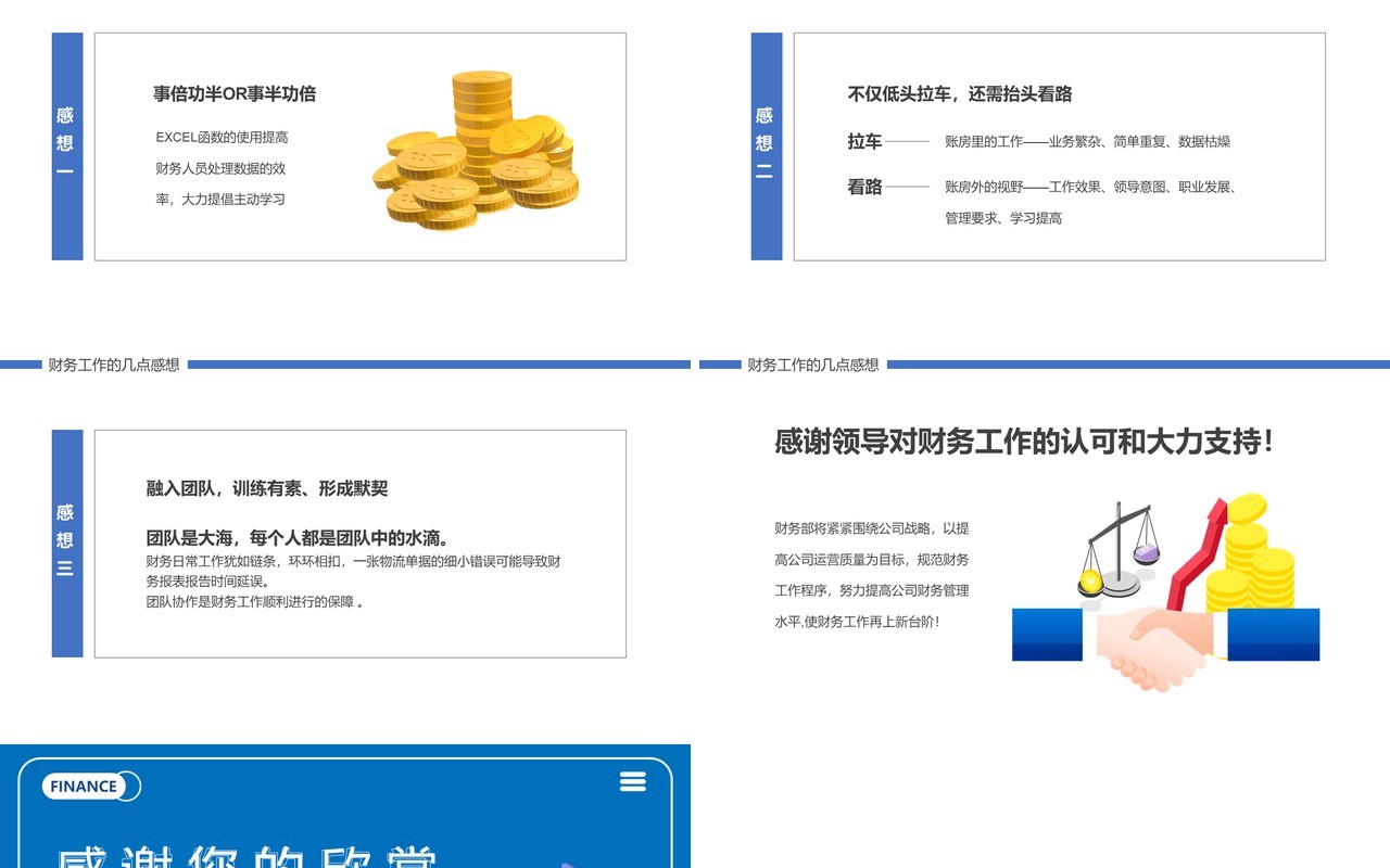 蓝色简约风财务部工作总结汇报计划报告PPT模板