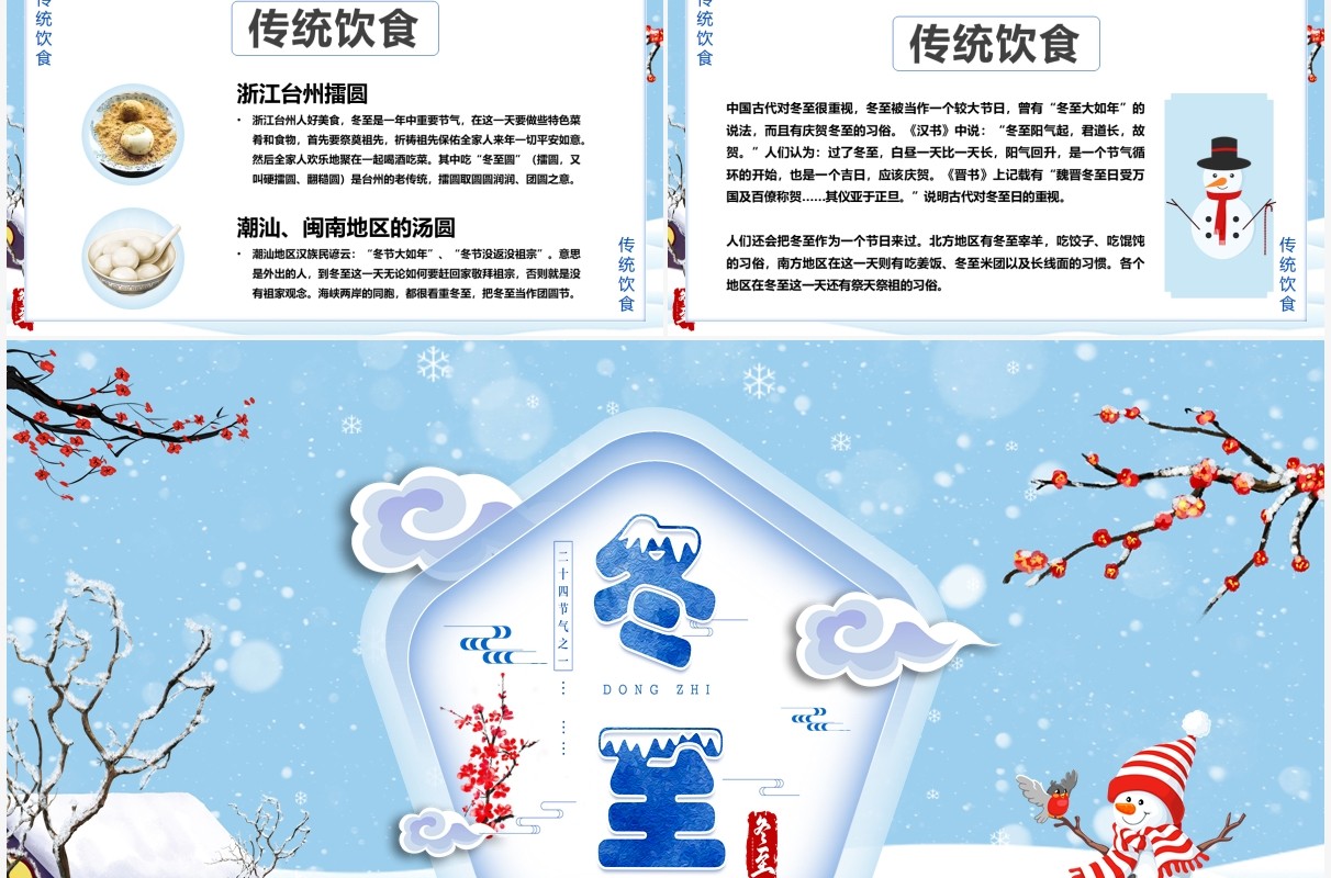 中国传统二十四节气之冬至PPT模板