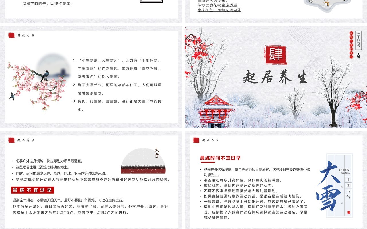淡雅中国风传统二十四节气之大雪PPT模板