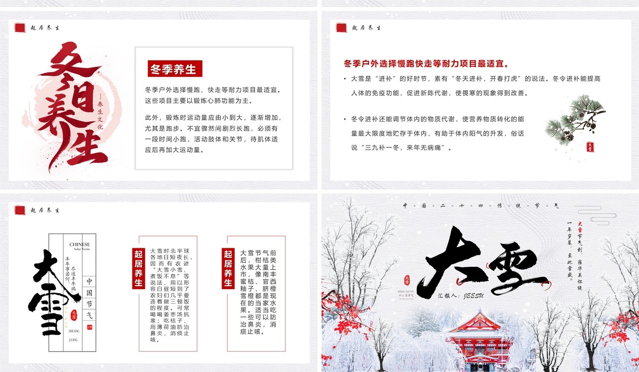 淡雅中国风传统二十四节气之大雪PPT模板