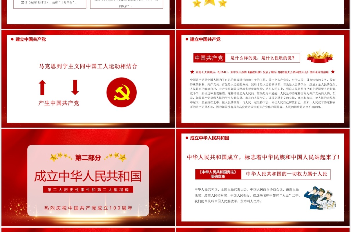 热烈庆祝中国共产党成立100周年从百年历史看党的初心和使命党建通用PPT模板