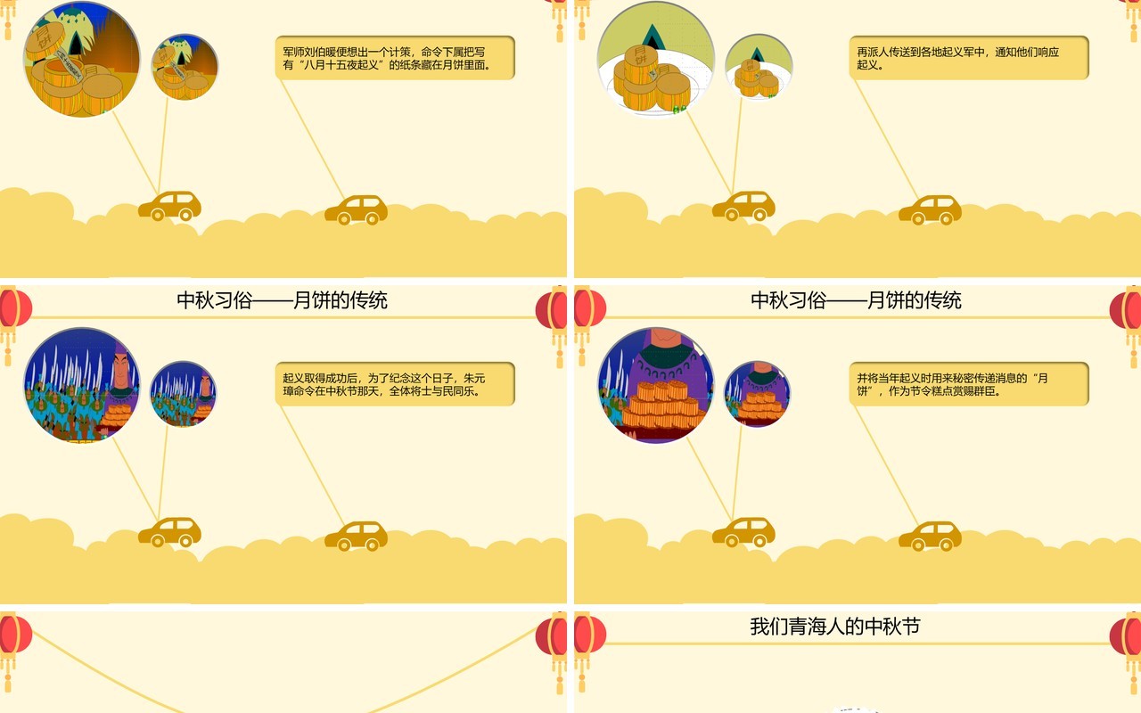 米黄色中秋佳节主题班会PPT模板