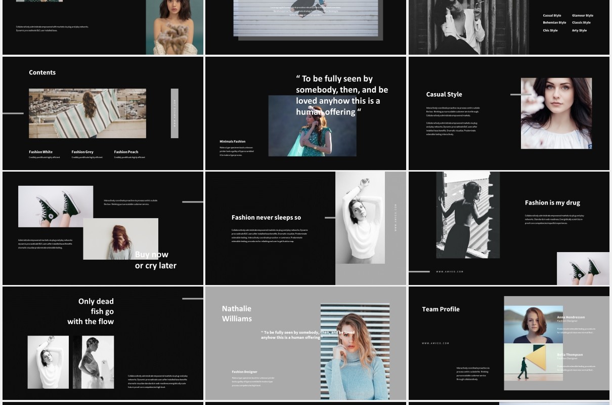 黑色时尚商务宣传介绍PPT模板Amveo-Fashion Business Powerpoint