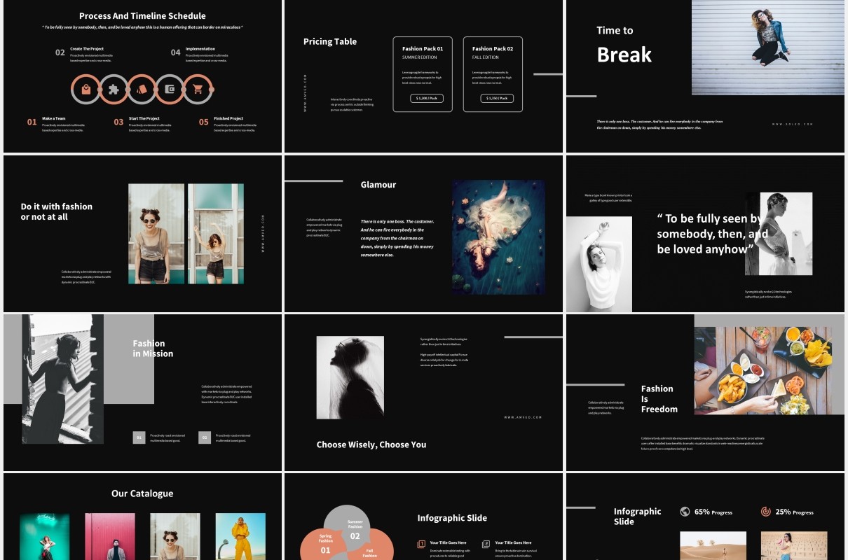 黑色时尚商务宣传介绍PPT模板Amveo-Fashion Business Powerpoint
