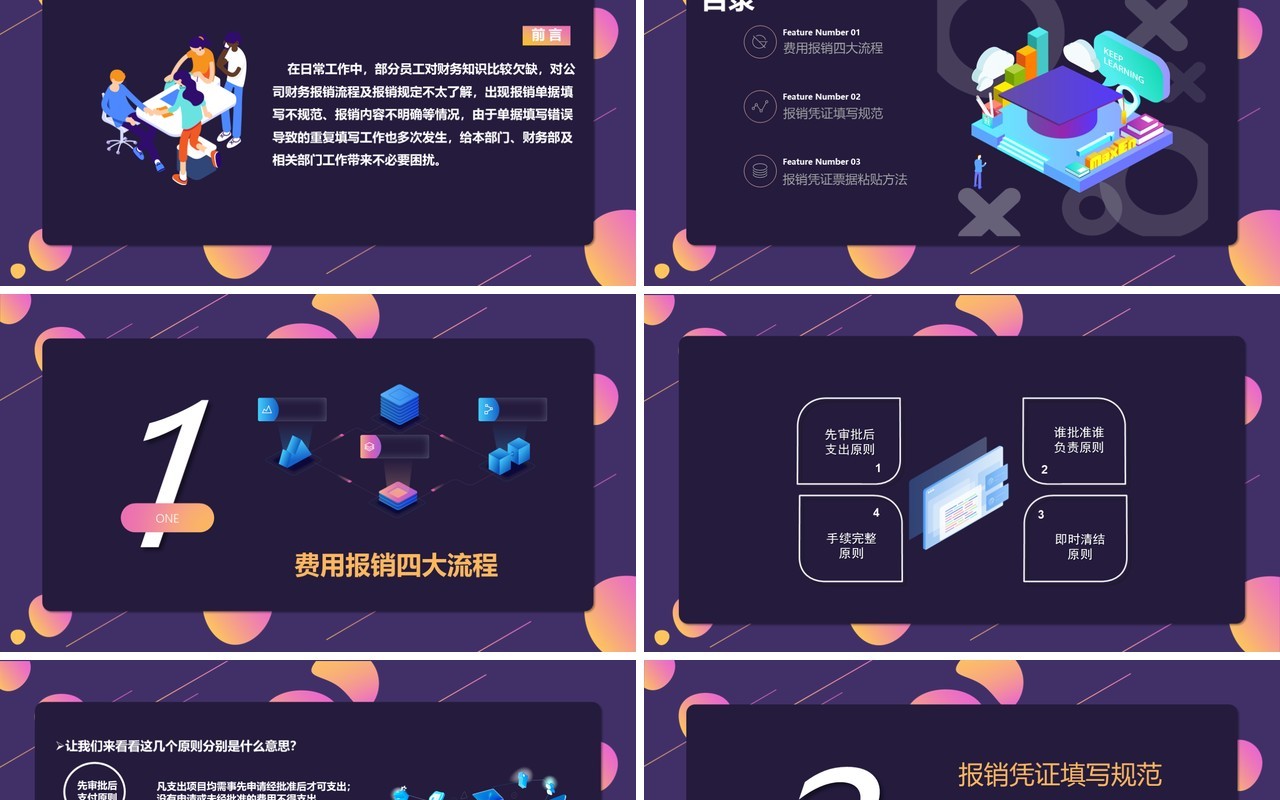 流体渐变风企业财务报销流程培训PPT模板