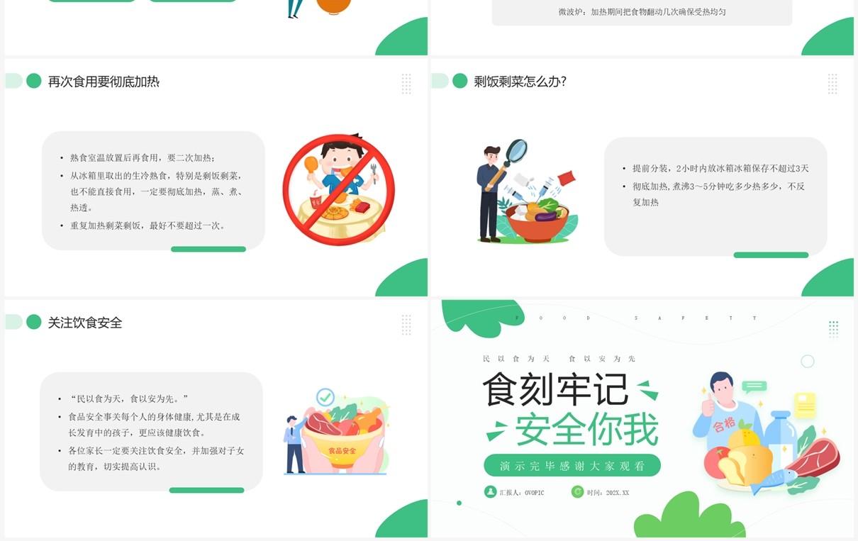 绿色小清新食品安全教育课件PPT模板