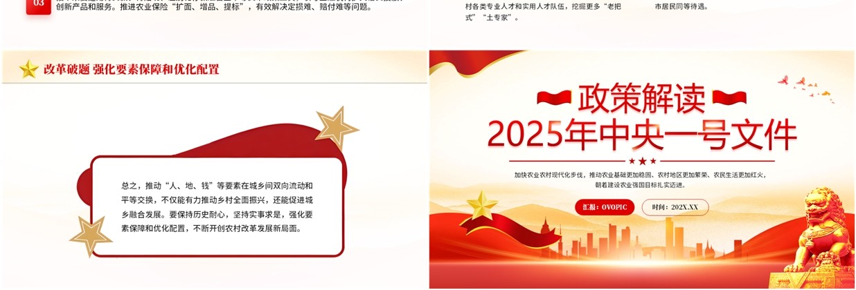 红色党政风解读2025年中央一号文件PPT模板