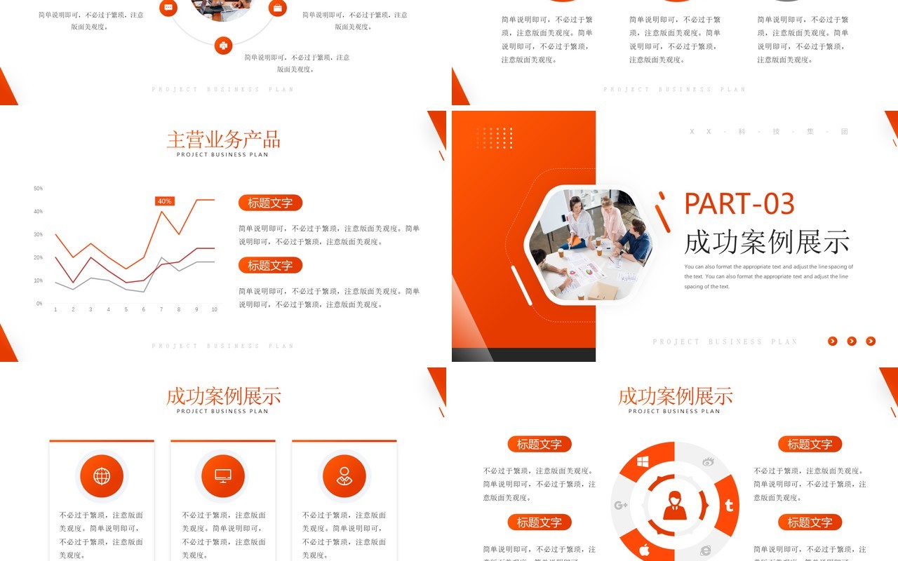 橙色商务风项目商业计划书PPT通用模板