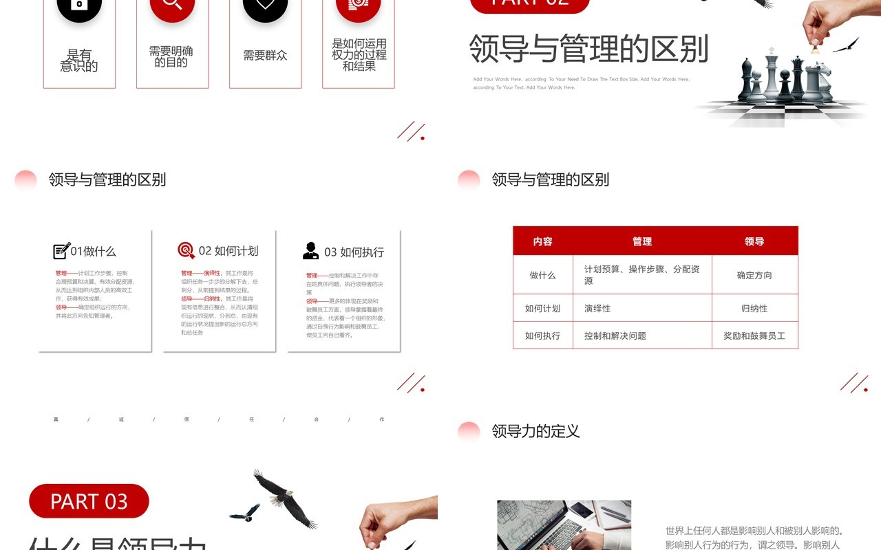 红色商务风领导力开发企业培训PPT模板