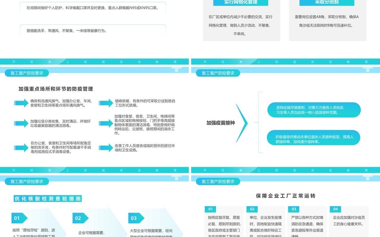 蓝色卡通风节后复工有条不紊安全教育PPT模板