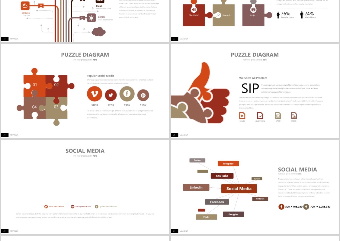 水墨图形公司介绍PPT信息图表模板可插图片Mangga Powerpoint