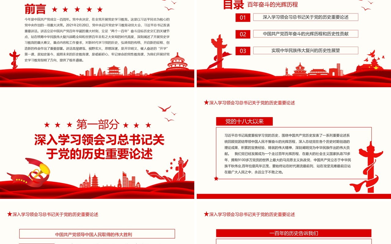 党员干部要从党的百年历史中汲取继续前进的智慧和力量动态PPT模板