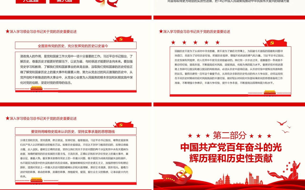 党员干部要从党的百年历史中汲取继续前进的智慧和力量动态PPT模板