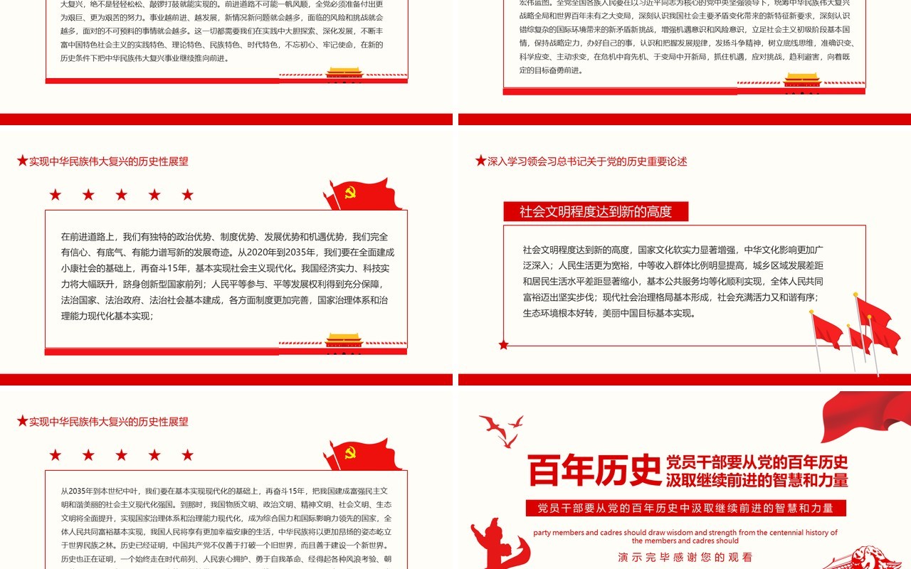 党员干部要从党的百年历史中汲取继续前进的智慧和力量动态PPT模板