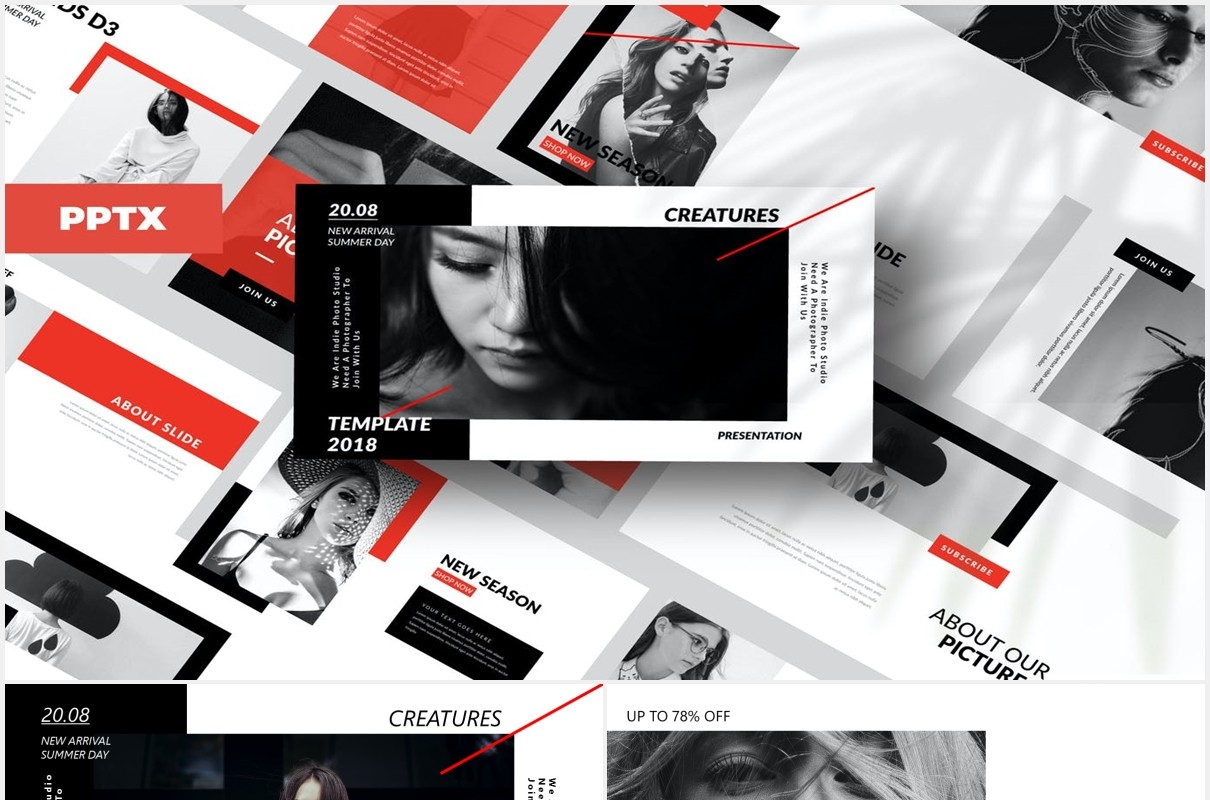 充满创意的图片作品展示PPT模板Stuff Creative Powerpoint