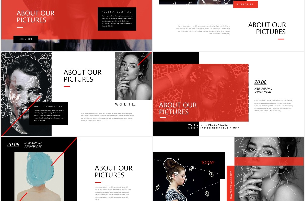 充满创意的图片作品展示PPT模板Stuff Creative Powerpoint