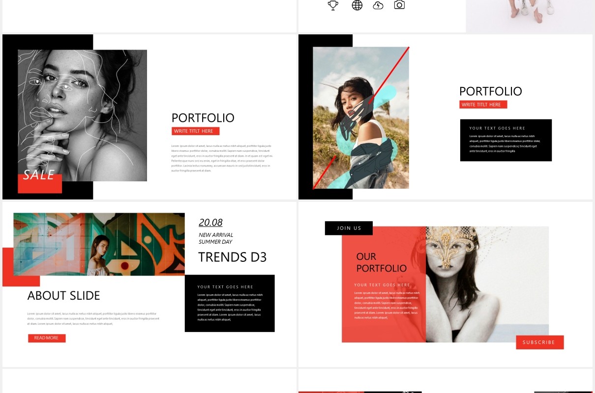 充满创意的图片作品展示PPT模板Stuff Creative Powerpoint