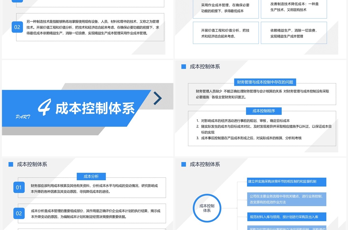 蓝色商务风企业生产成本控制培训PPT模板