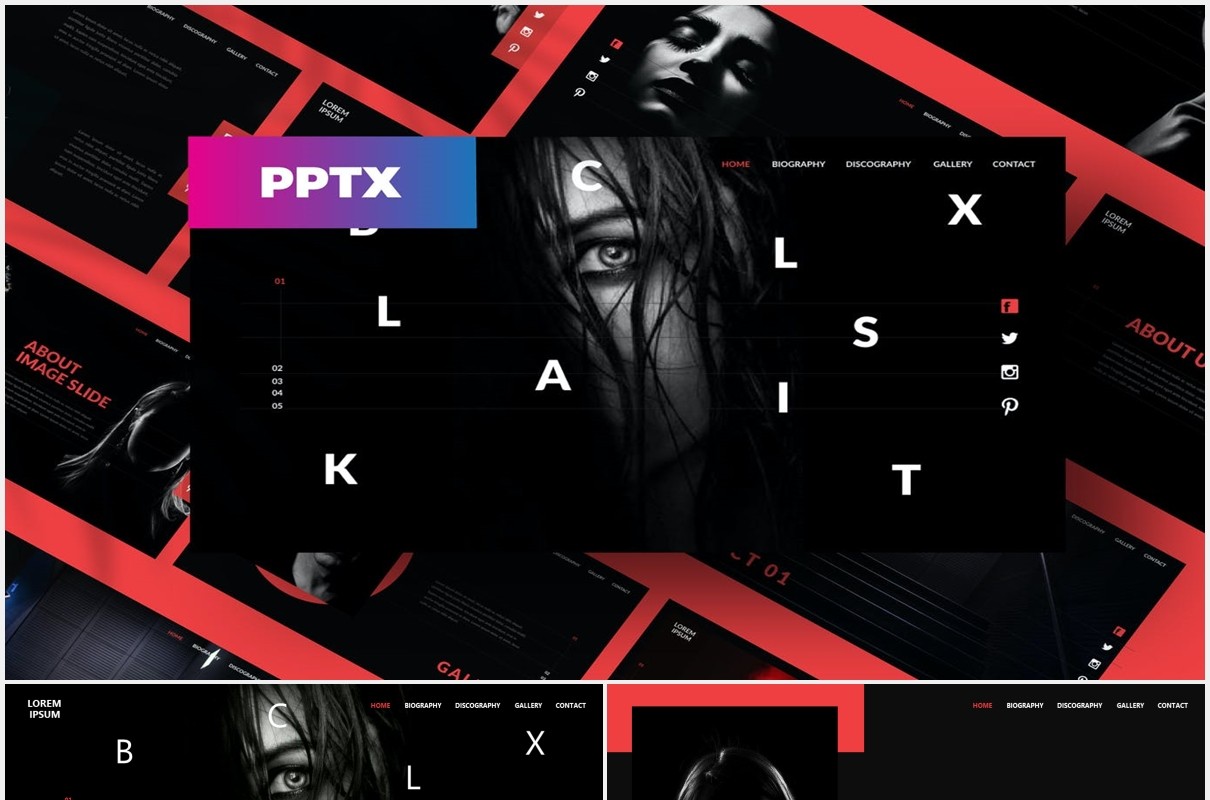 黑色个性图片展示PPT模板Black - Powerpoint Template