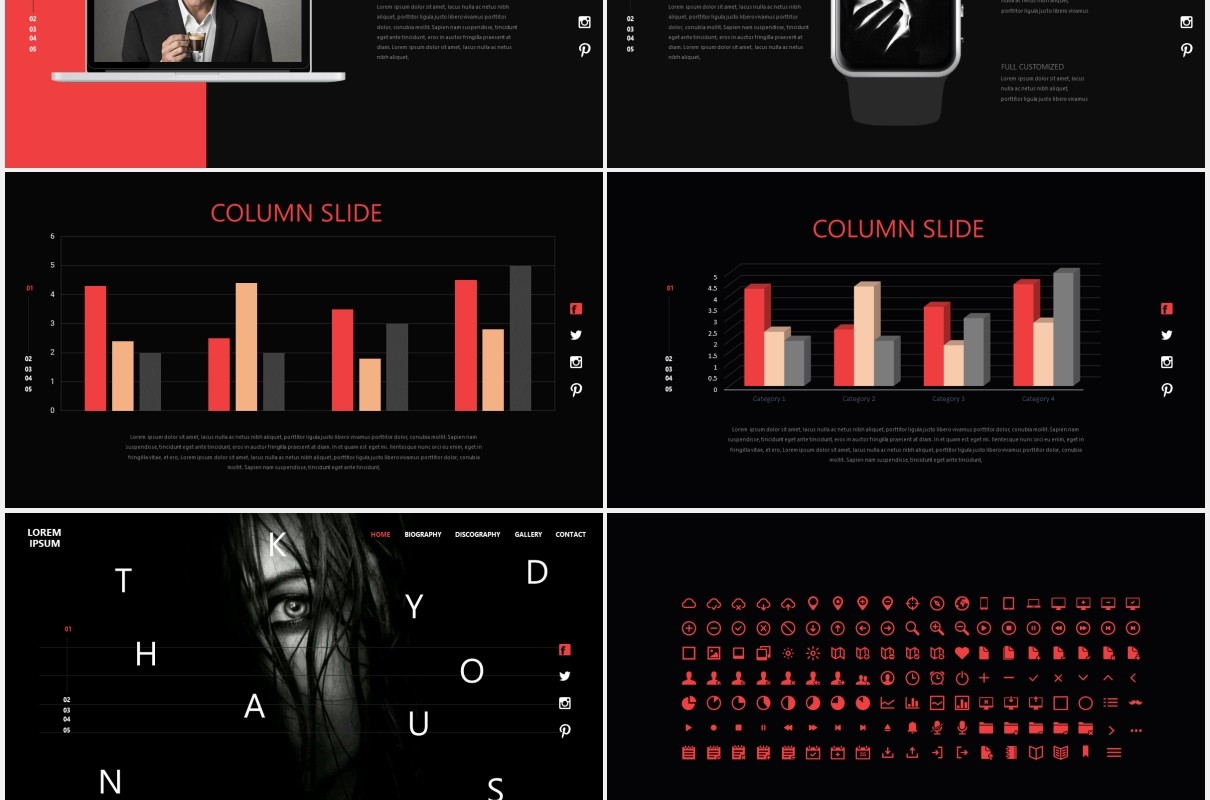 黑色个性图片展示PPT模板Black - Powerpoint Template