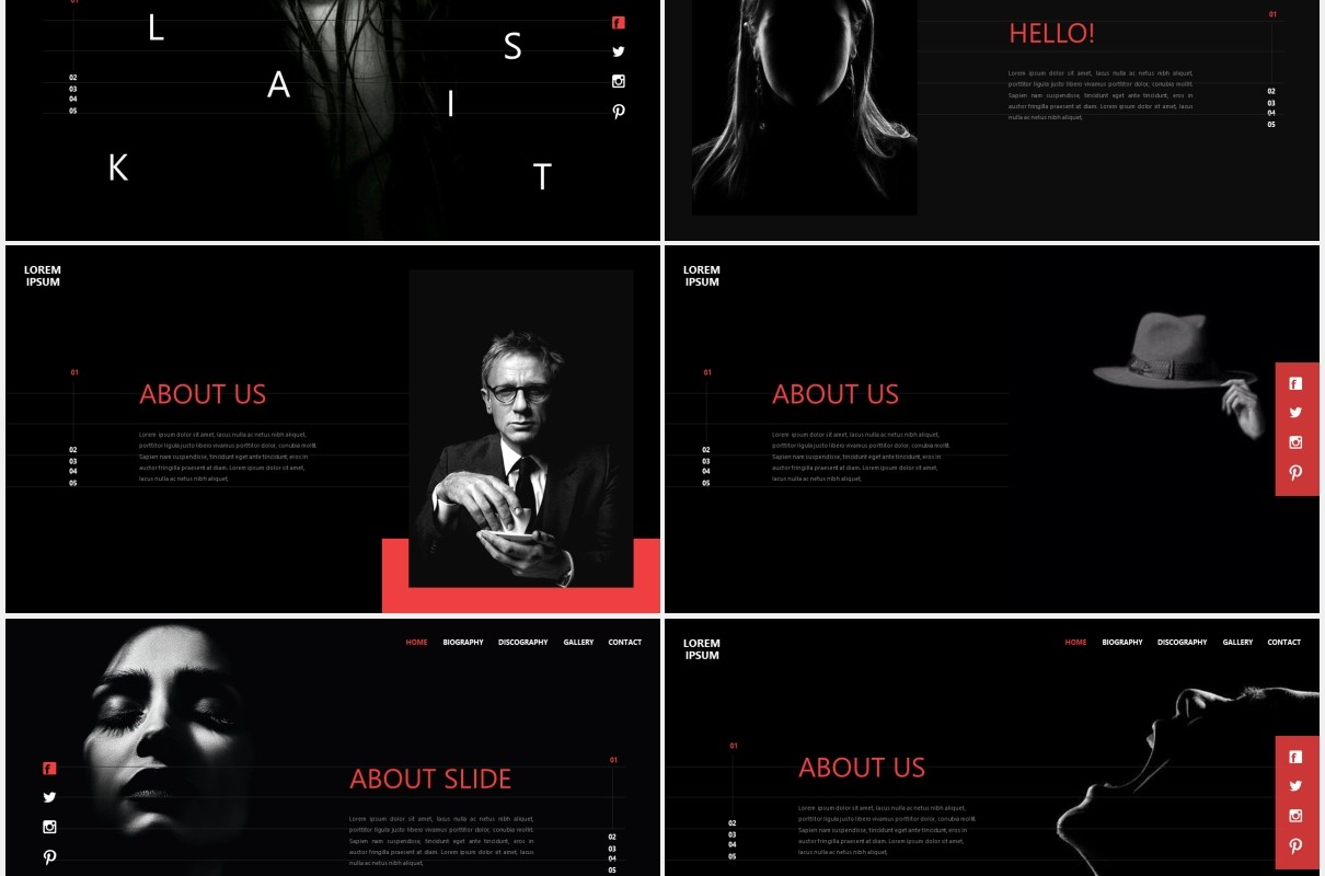 黑色个性图片展示PPT模板Black - Powerpoint Template