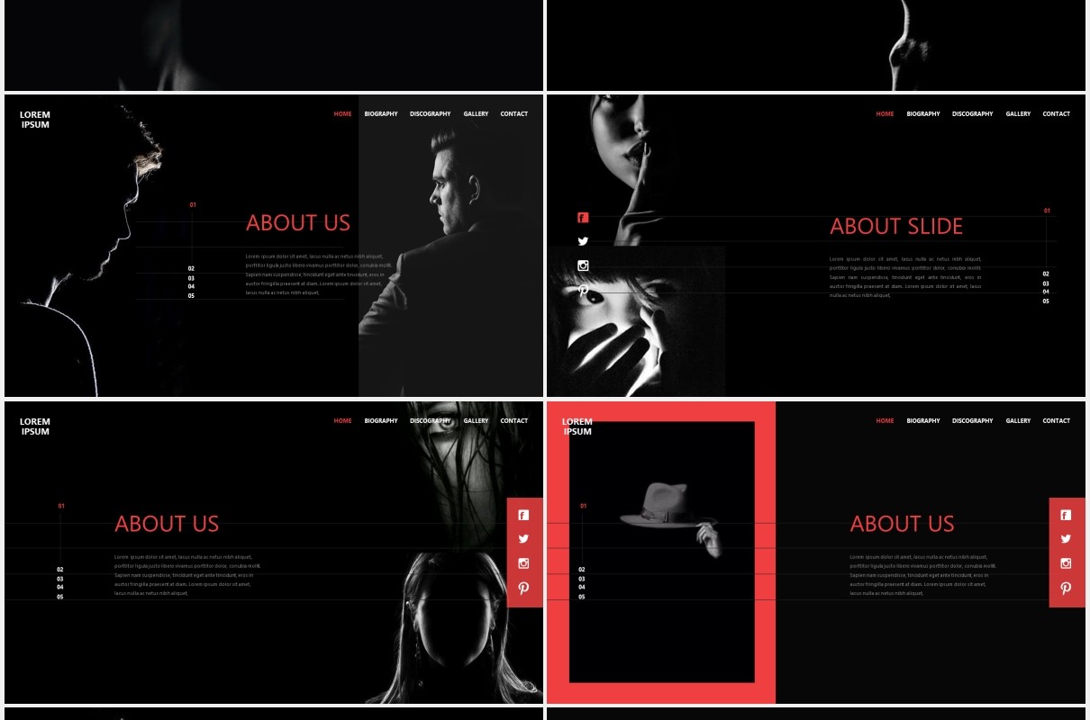 黑色个性图片展示PPT模板Black - Powerpoint Template